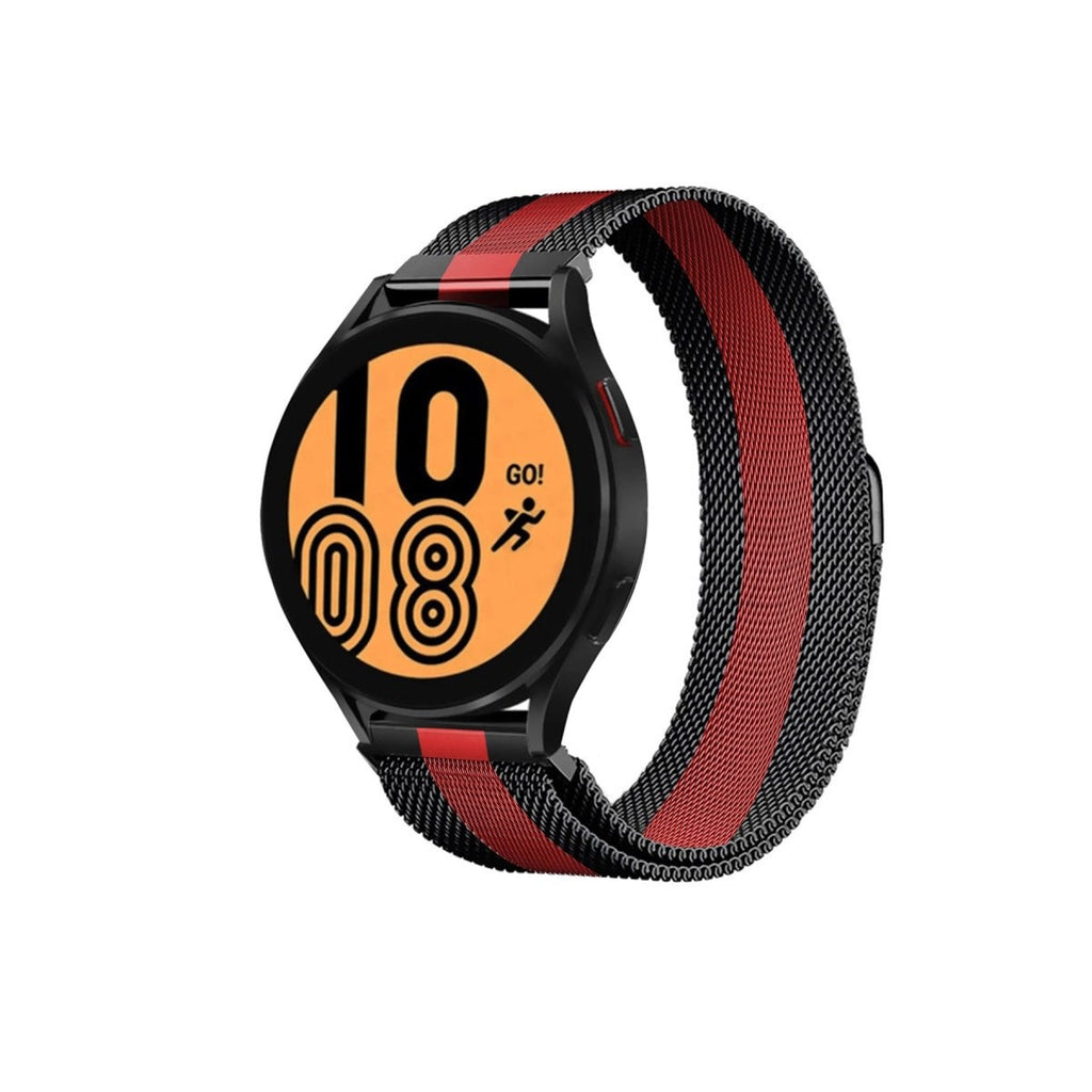 Mey İthalat® Watch 20mm Metal Mıknatıslı Kordon - Siyah-Kırmızı