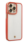 Mey İthalat® iPhone 13 Pro Kılıf Liva Lens Silikon - Kırmızı
