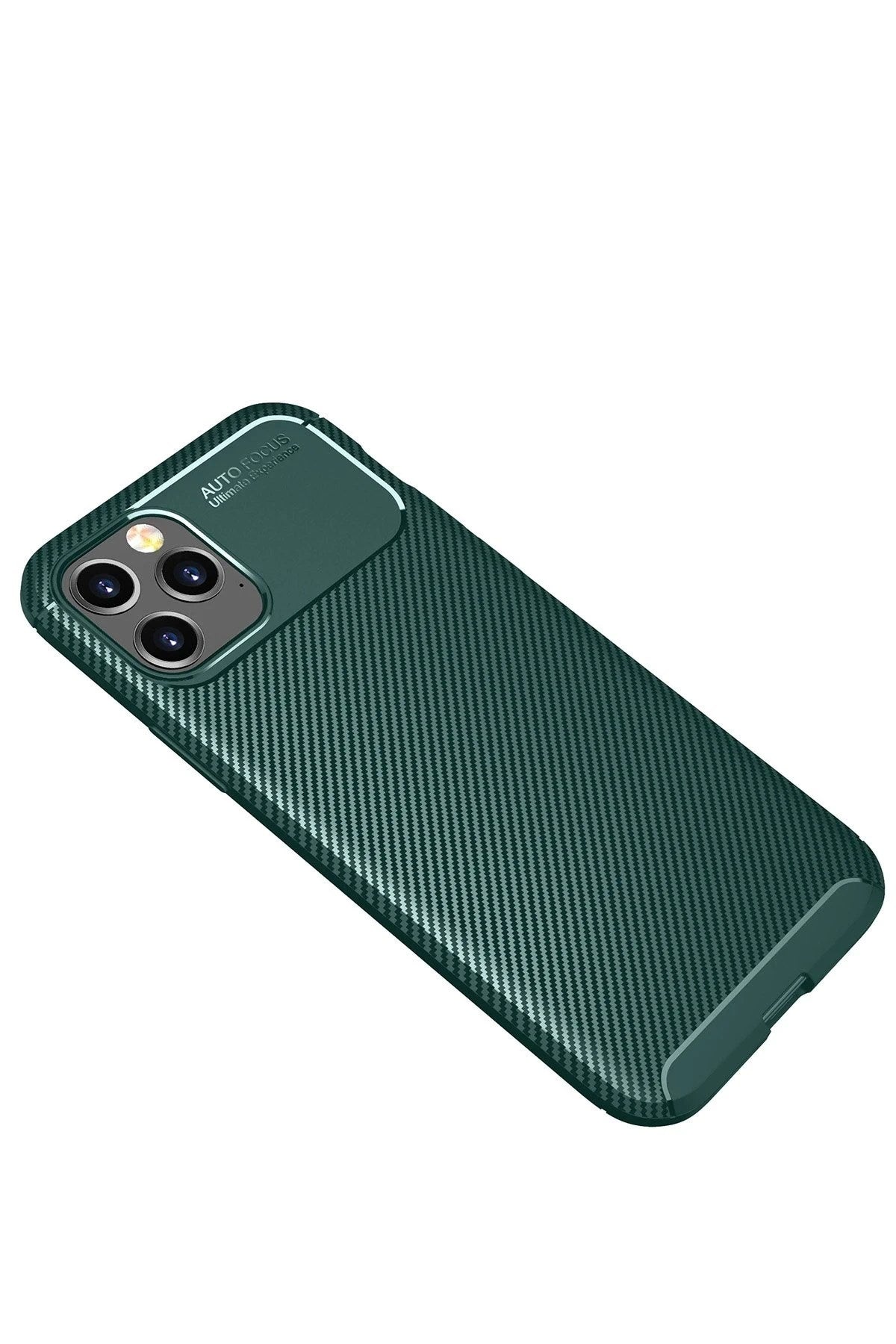 Mey İthalat® iPhone 11 Pro Kılıf Auto Focus Karbon Kapak - Yeşil