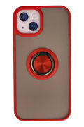 Mey İthalat® iPhone 15 Kılıf Montreal Yüzüklü Silikon Kapak - Kırmızı