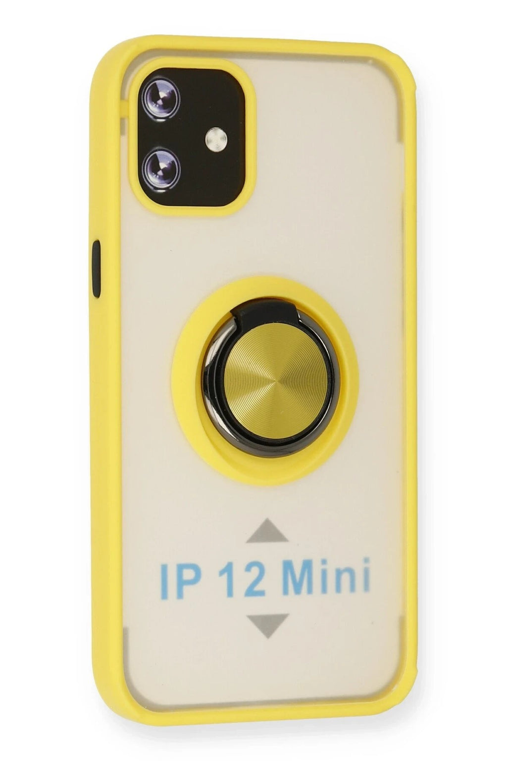 Mey İthalat® iPhone 12 Mini Kılıf Montreal Yüzüklü Silikon Kapak - Sarı