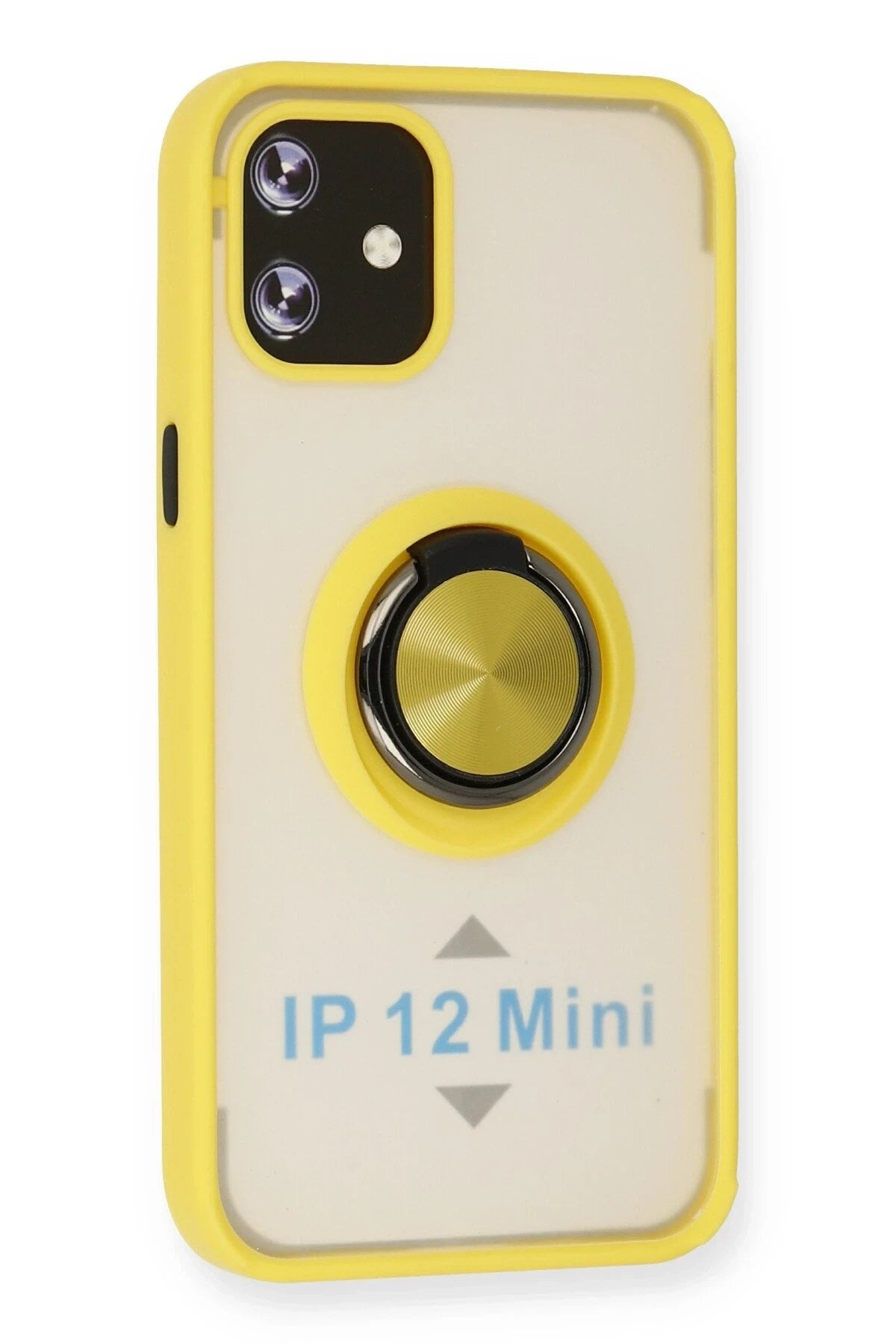Mey İthalat® iPhone 12 Mini Kılıf Montreal Yüzüklü Silikon Kapak - Sarı
