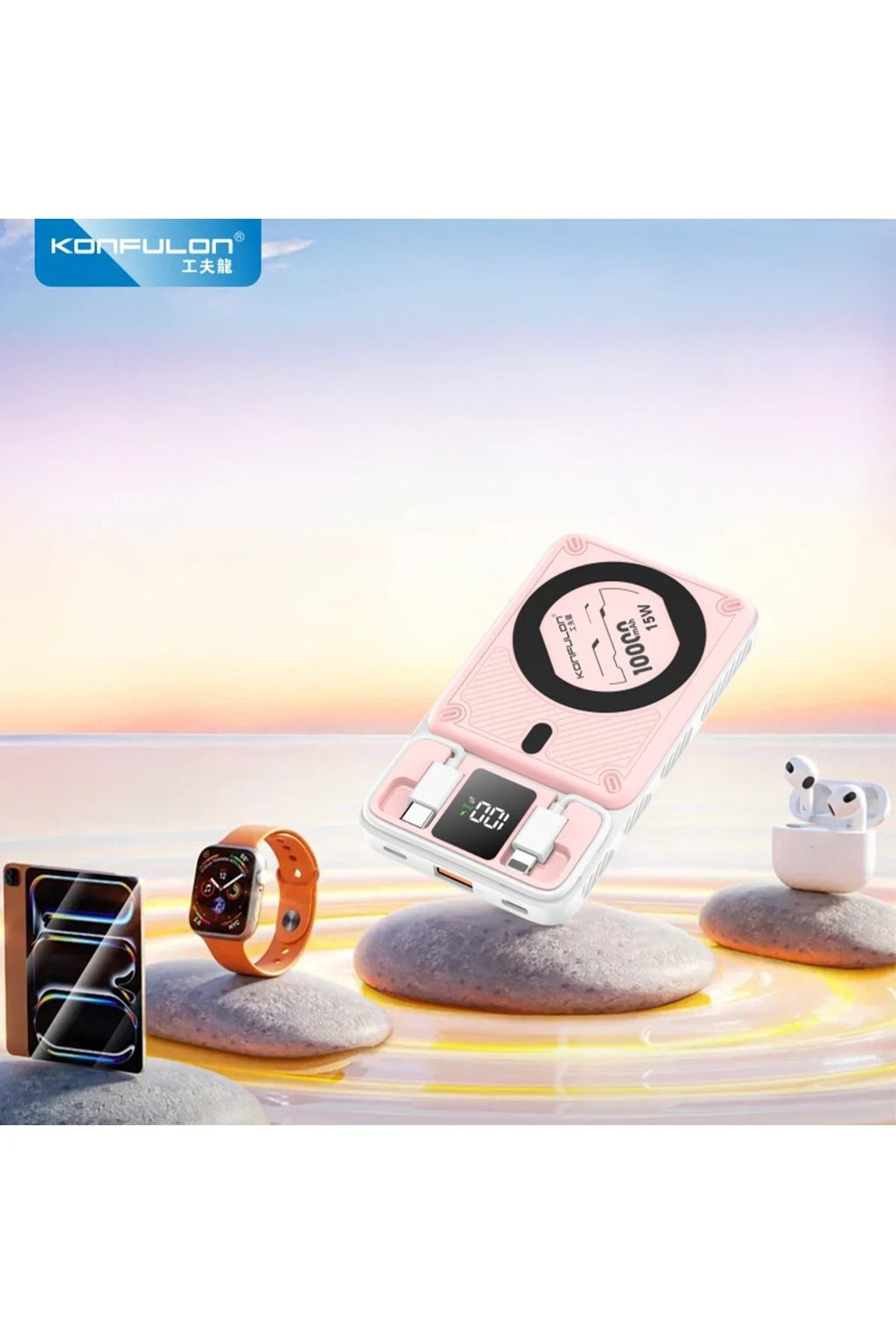 Mey İthalat® M25W 10.000 mAh 20W PD Magsafe Powerbank - Pembe