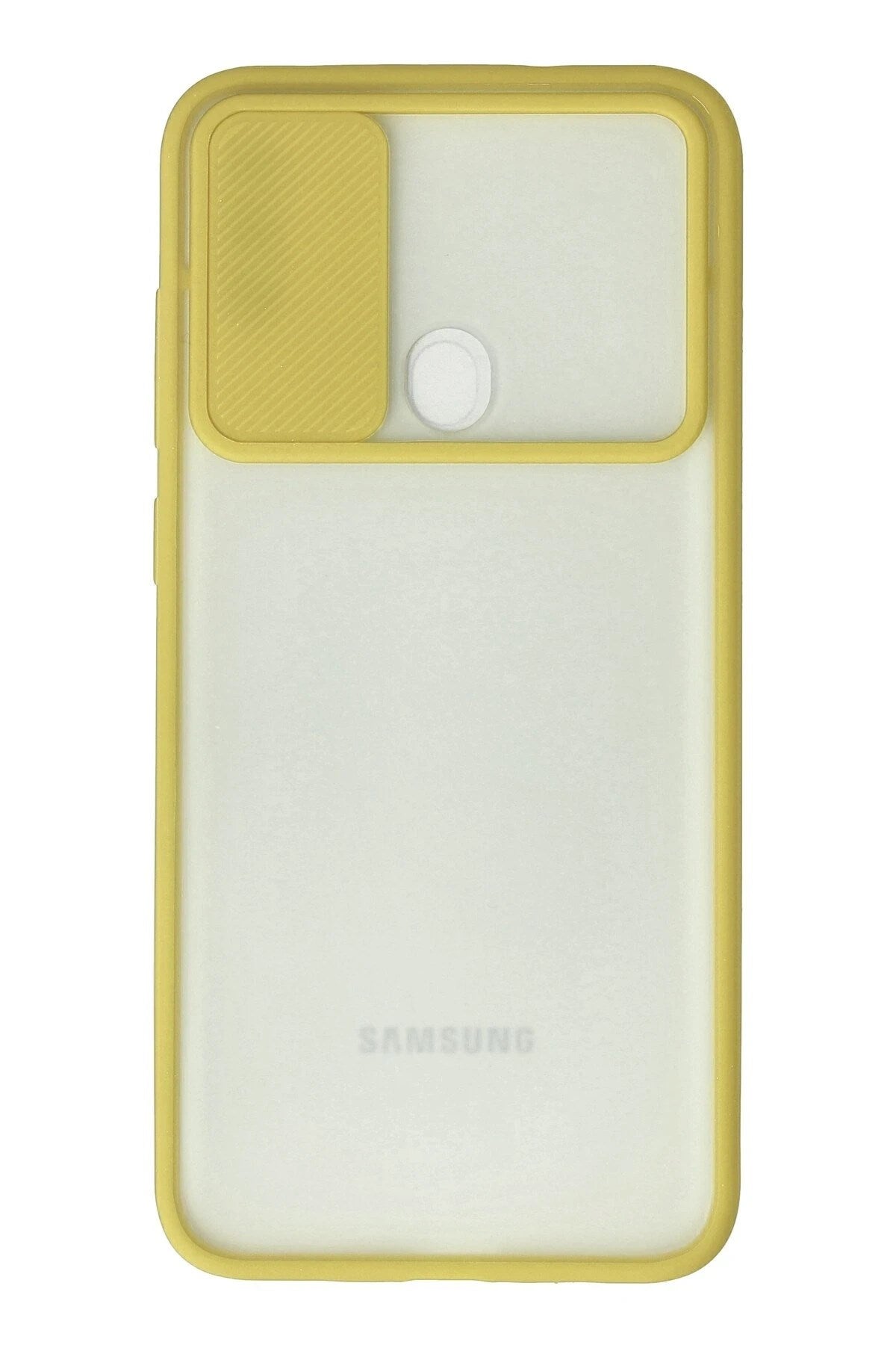 Mey İthalat® Samsung Galaxy A11 Kılıf Palm Buzlu Kamera Sürgülü Silikon - Sarı
