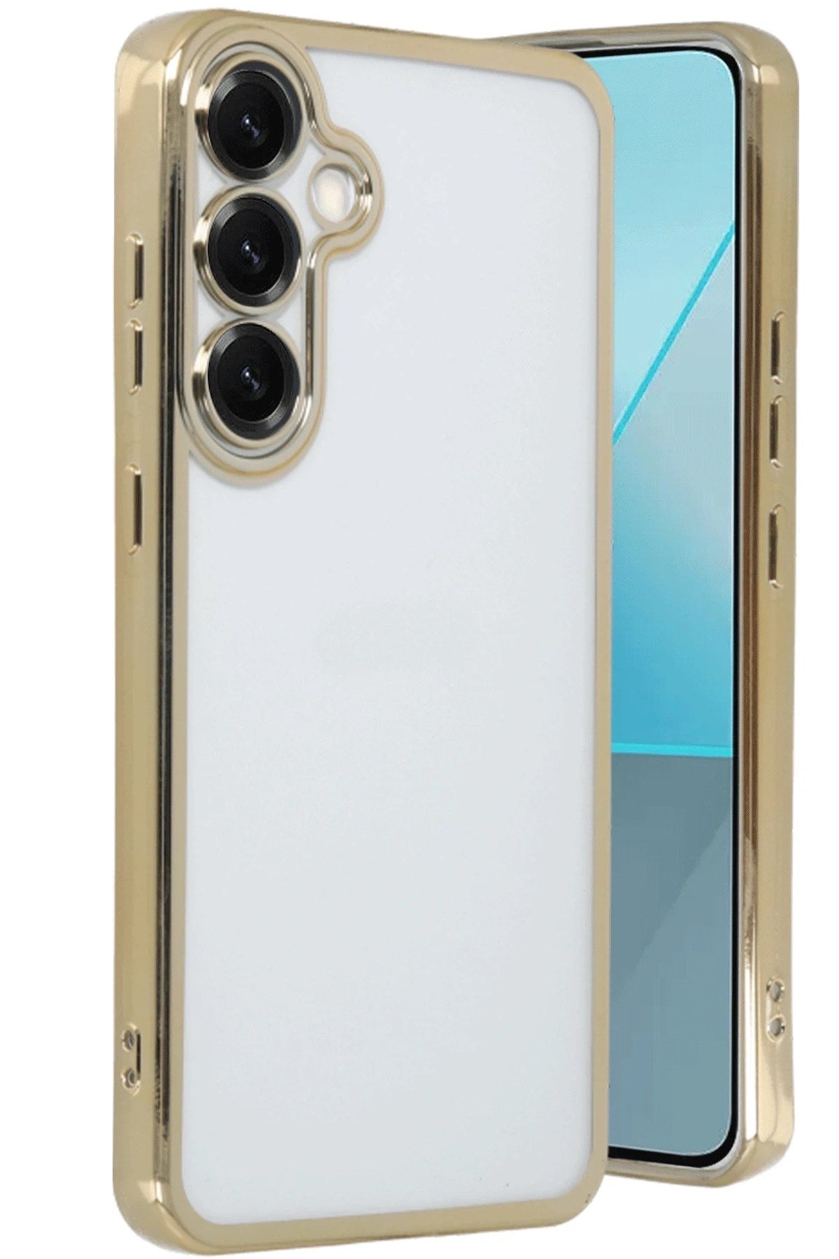 Mey İthalat® Samsung Galaxy S25 Kılıf Lensli Silikon - Gold