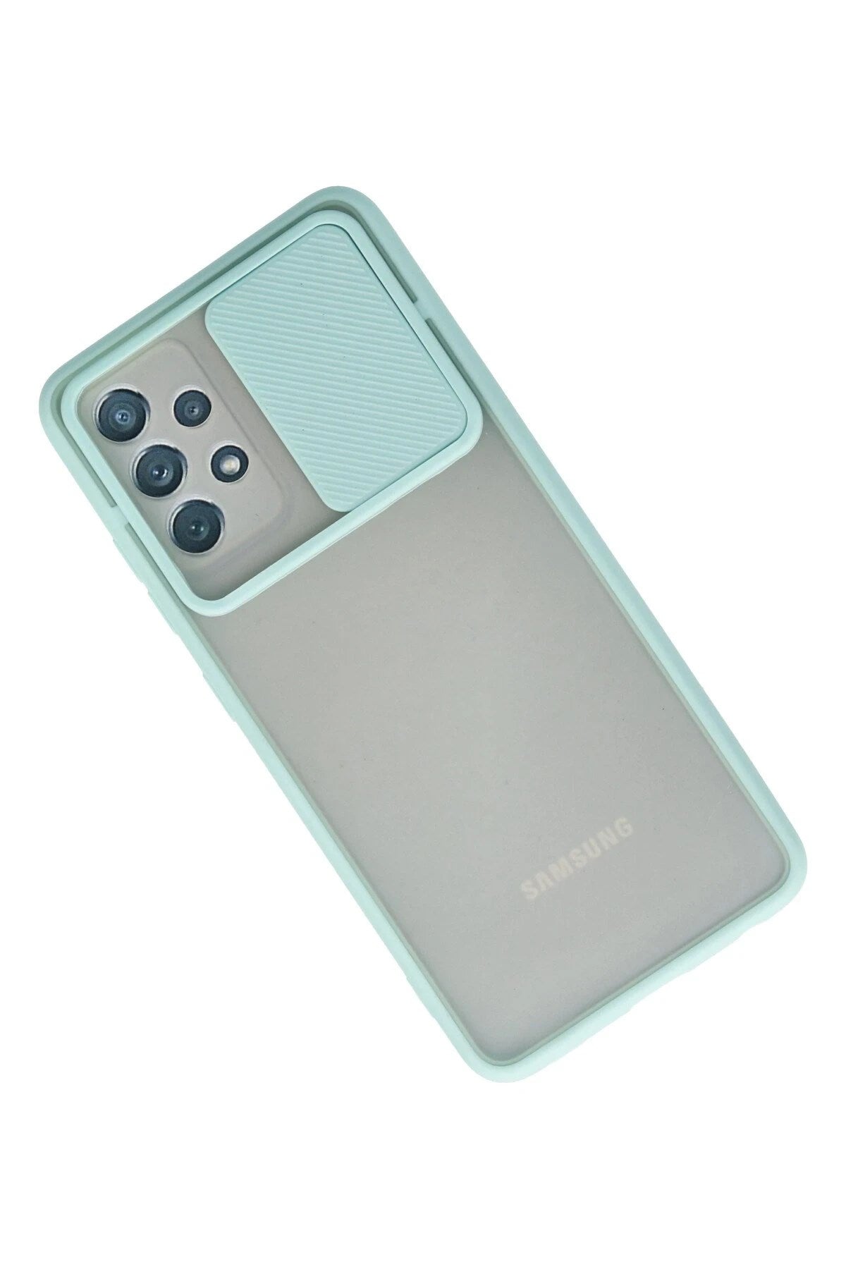 Mey İthalat® Samsung Galaxy A52 Kılıf Palm Buzlu Kamera Sürgülü Silikon - Turkuaz