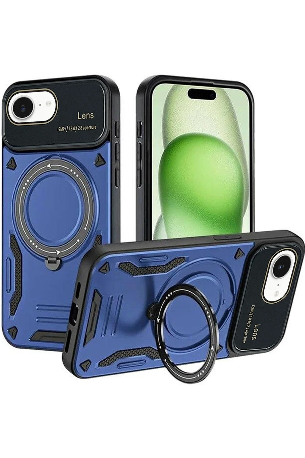 Mey İthalat® iPhone 16E Kılıf Joy Lens Standlı Kapak - Lacivert