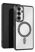 Mey İthalat® Samsung Galaxy S24 FE Joke Simli Magneticsafe Kılıf - Siyah