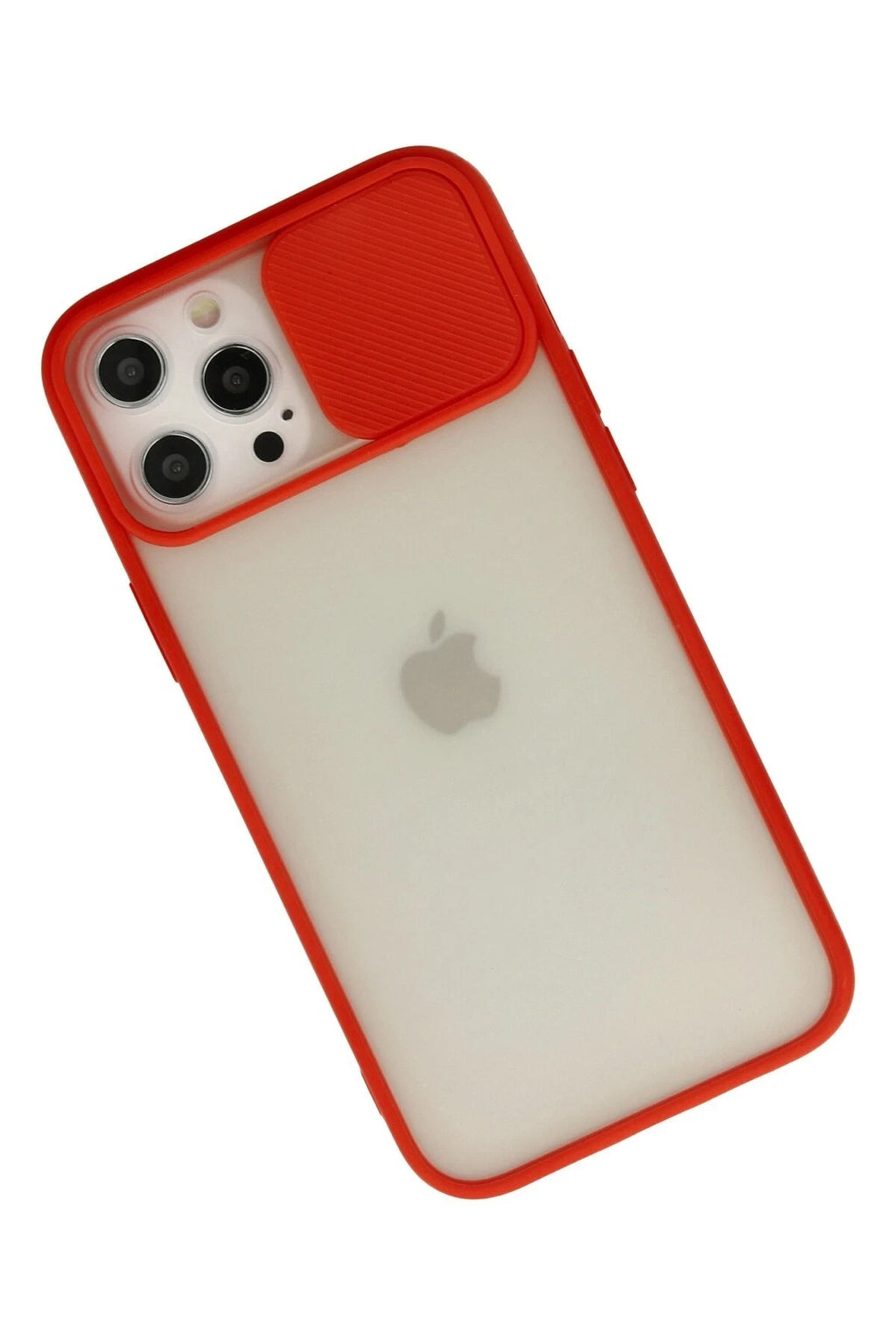 Mey İthalat® iPhone 12 Pro Max Kılıf Palm Buzlu Kamera Sürgülü Silikon - Kırmızı