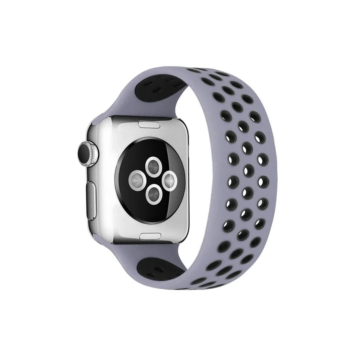 Mey İthalat® Watch 38mm Ayarlı Delikli Silikon Kordon - Gri-Siyah