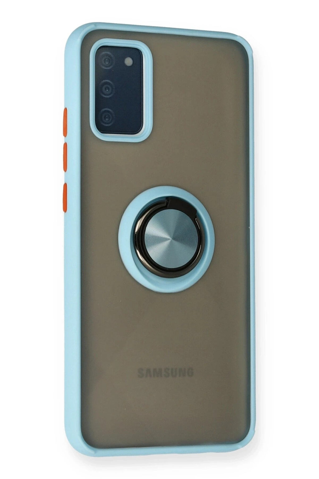 Mey İthalat® Samsung Galaxy A02S Kılıf Montreal Yüzüklü Silikon Kapak - Buz Mavi