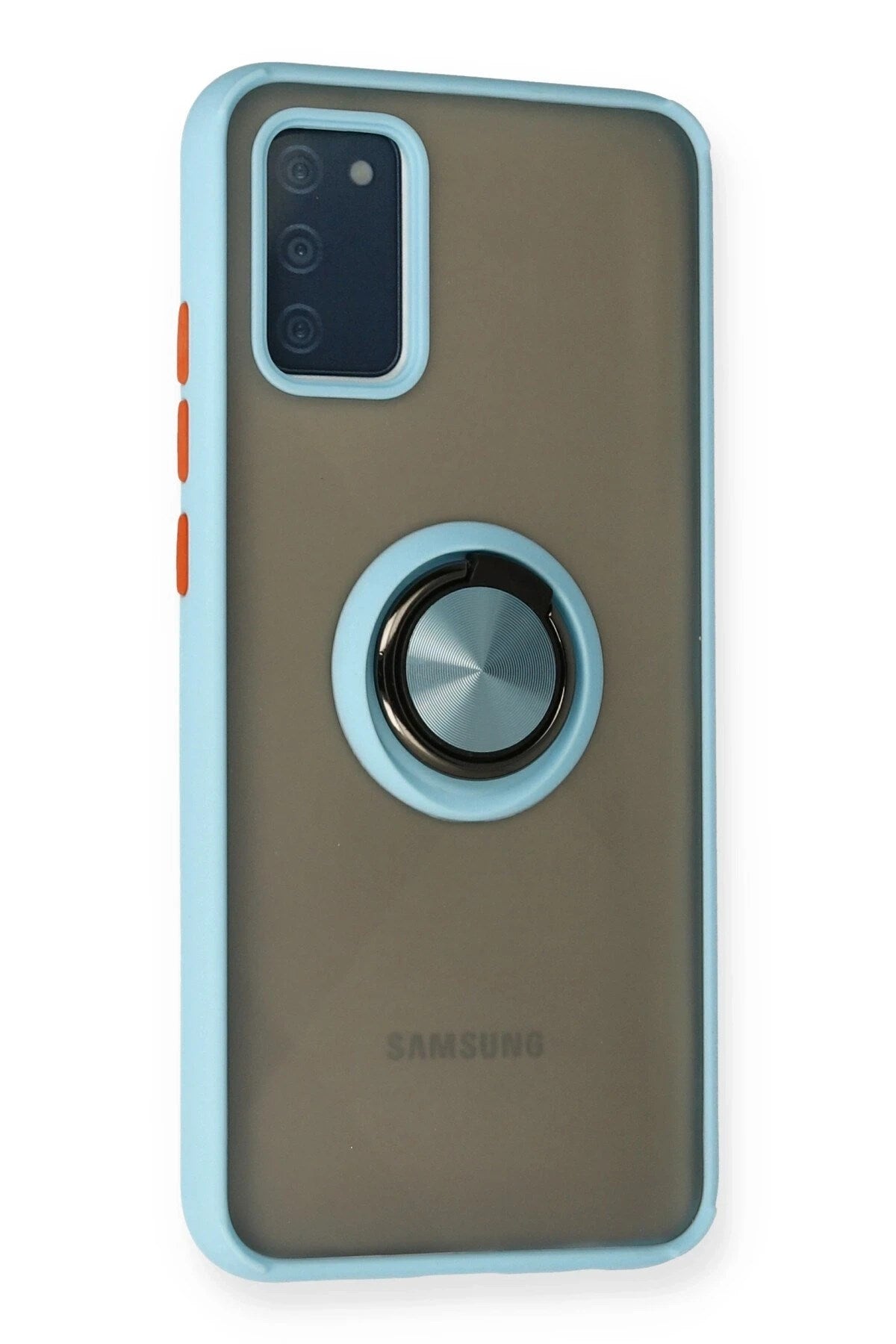 Mey İthalat® Samsung Galaxy A02S Kılıf Montreal Yüzüklü Silikon Kapak - Buz Mavi