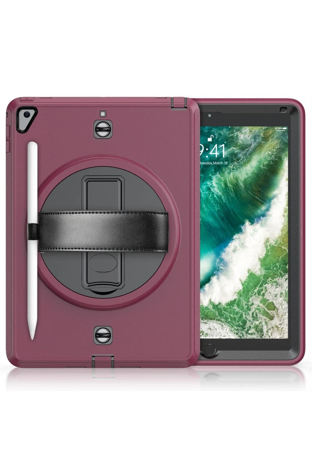 Mey İthalat® iPad 5 Air 9.7 Kılıf Strap-C Otterbox Tablet Kapak - Mürdüm