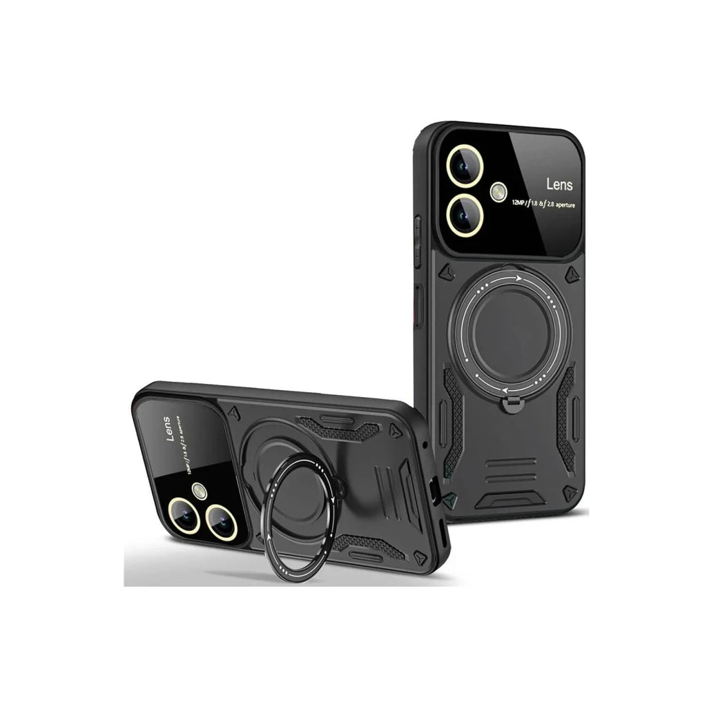 Mey İthalat® Samsung Galaxy A06 Kılıf Joy Lens Standlı Kapak - Siyah