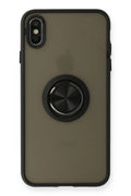 Mey İthalat® iPhone XS Max Kılıf Montreal Yüzüklü Silikon Kapak - Siyah
