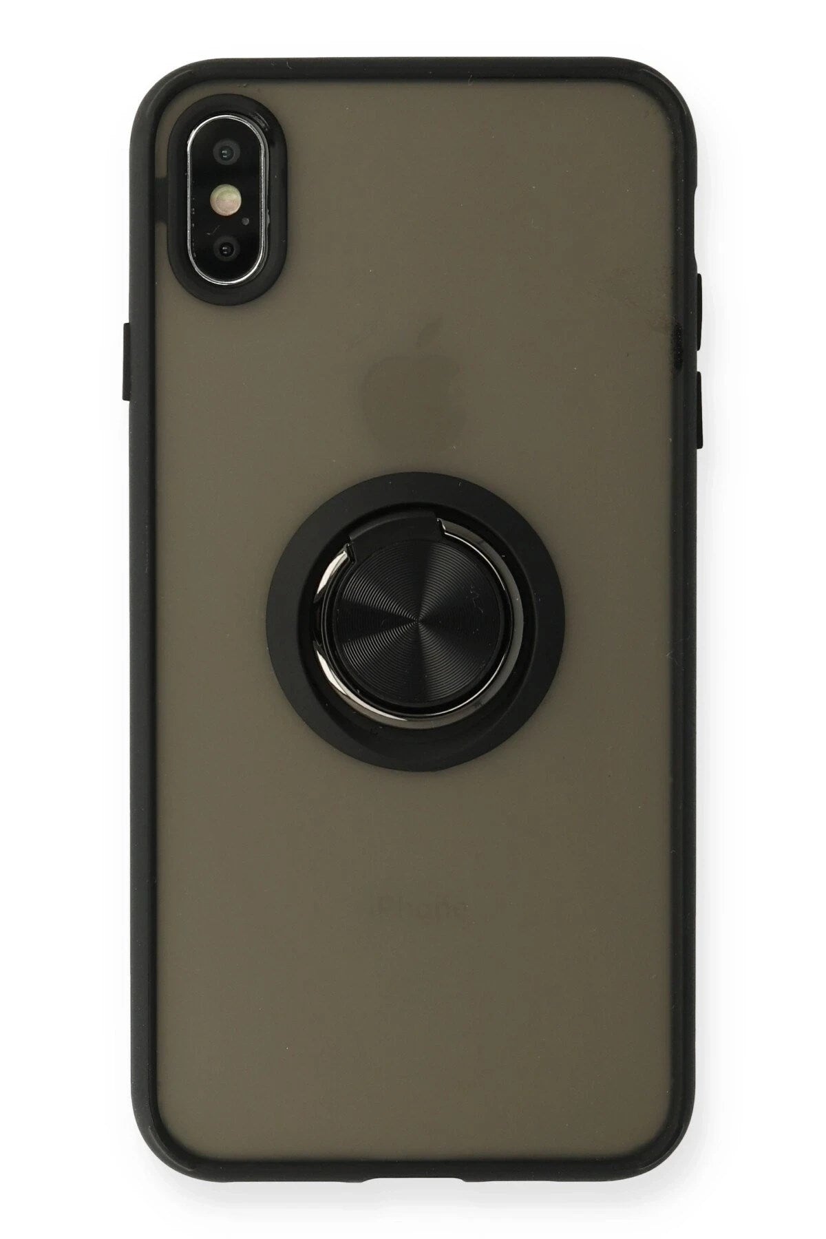 Mey İthalat® iPhone XS Max Kılıf Montreal Yüzüklü Silikon Kapak - Siyah