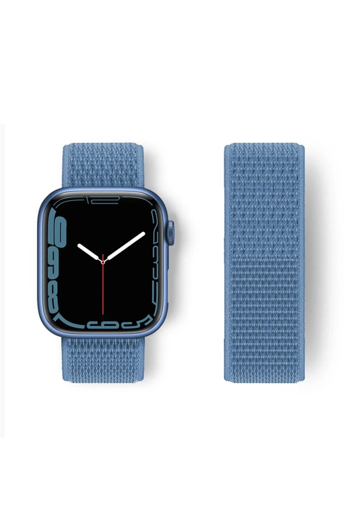 Mey İthalat® Watch 42mm Hasırlı Cırtcırtlı Kordon - Mavi