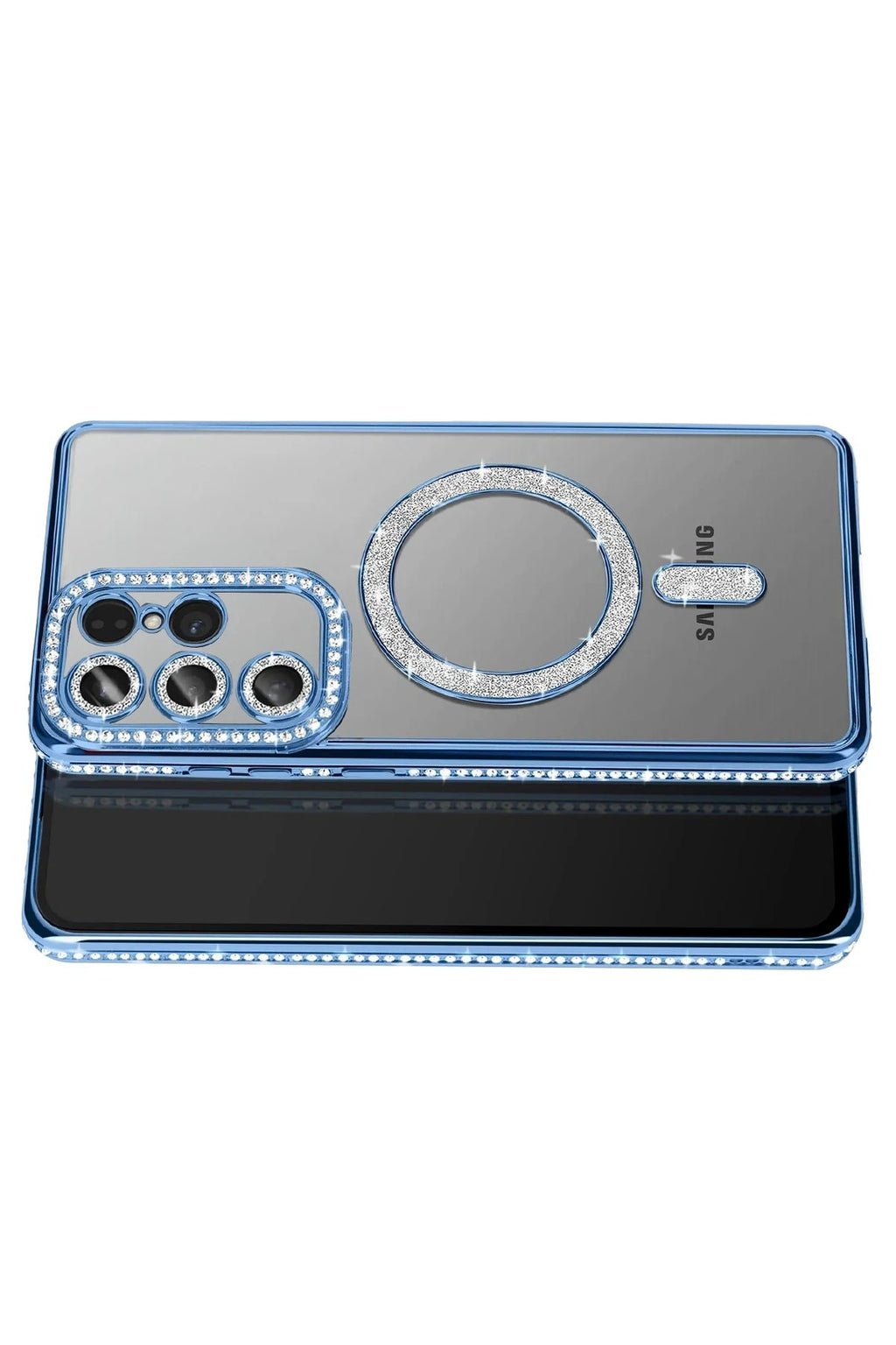 Mey İthalat® Samsung Galaxy S26 Ultra Joke Simli Magneticsafe Kılıf - Mavi