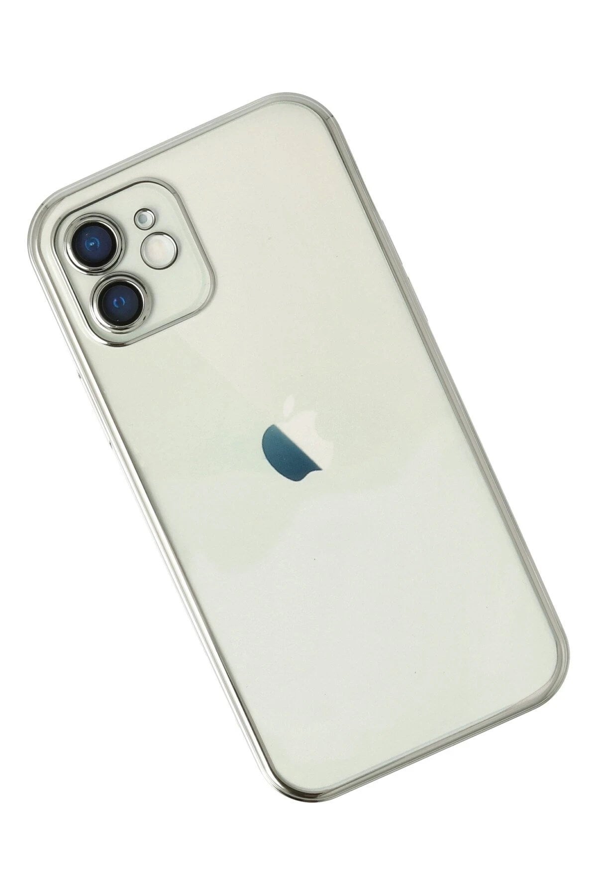Mey İthalat® iPhone 12 Kılıf Lensli Silikon - Gümüş