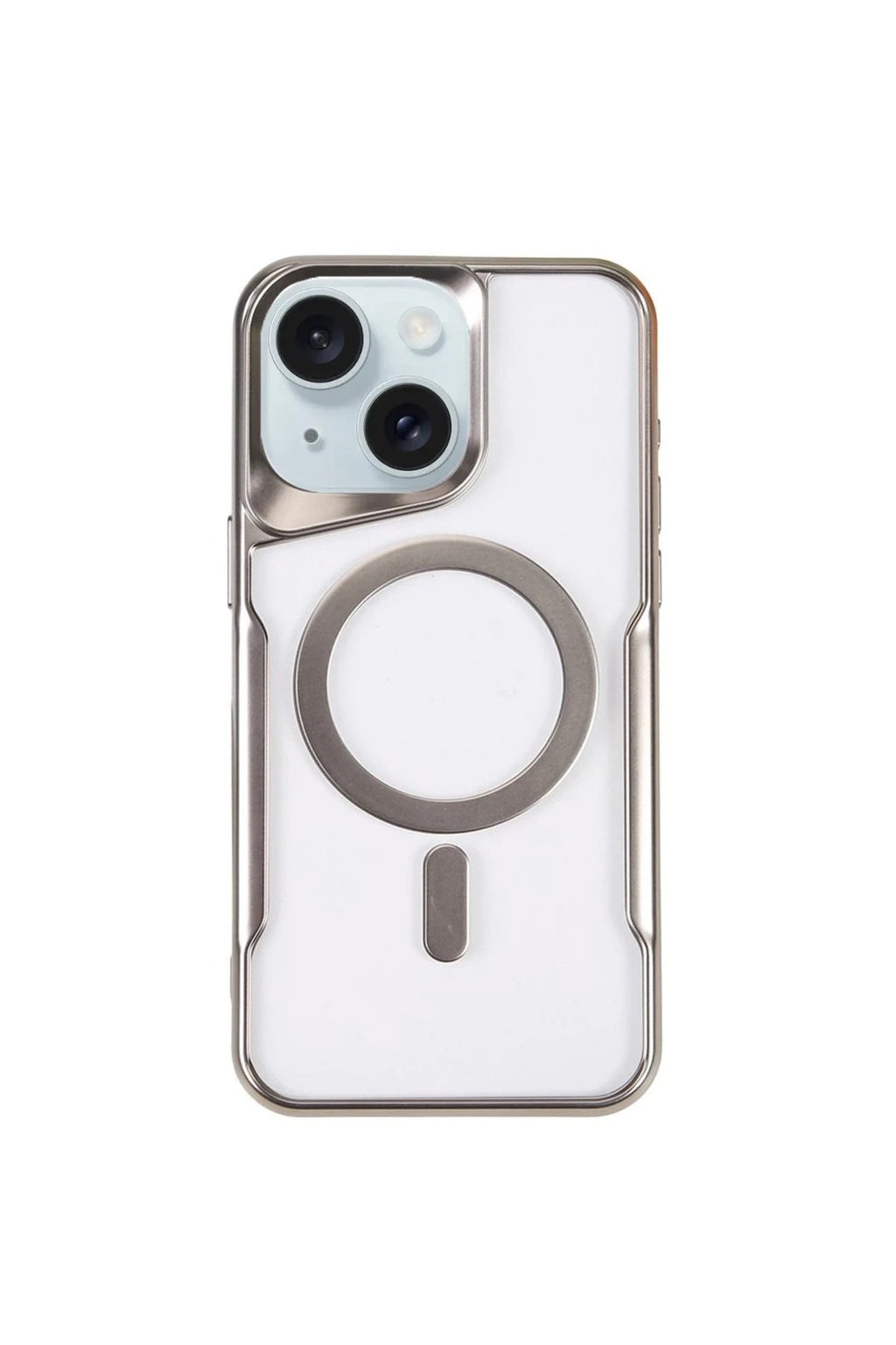 Mey İthalat® iPhone 15 Plus Kılıf Boyi Magsafe Silikon Kapak - Gümüş