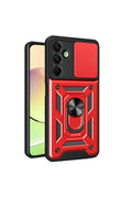 Mey İthalat® Samsung Galaxy A16 5G Kılıf Pars Lens Yüzüklü Silikon - Kırmızı