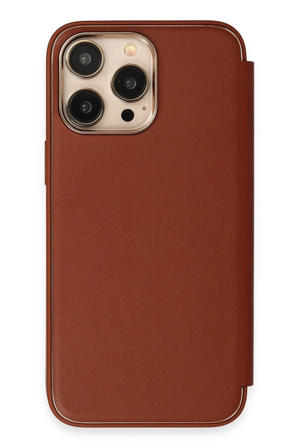 Mey İthalat® iPhone 13 Pro Max Kılıf Dolpin Kapaklı - Kahverengi