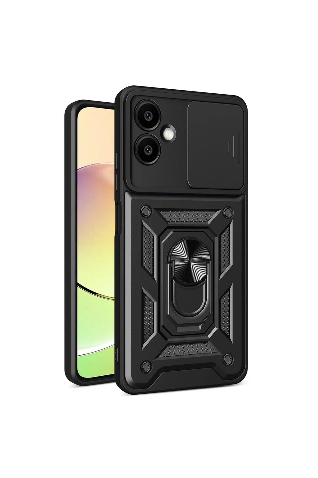 Mey İthalat® Samsung Galaxy A06 Kılıf Pars Lens Yüzüklü Silikon - Siyah