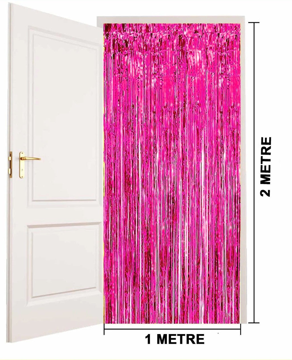 Mey İthalat® Fuşya Renk Ekstra Metalize Parlak Saçaklı Arka Fon Perde İthal A Kalite 1x2 Metre