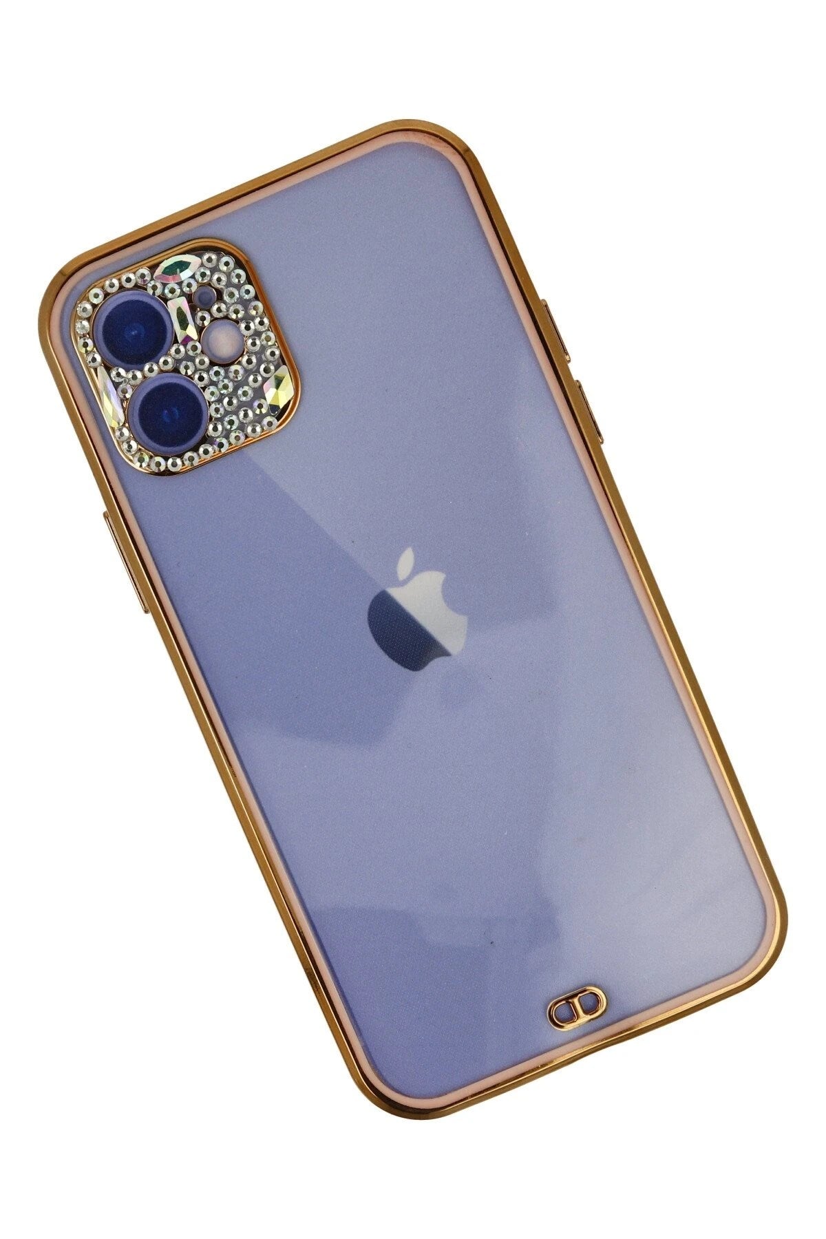 Mey İthalat® iPhone 12 Kılıf Liva Taşlı Silikon - Pembe