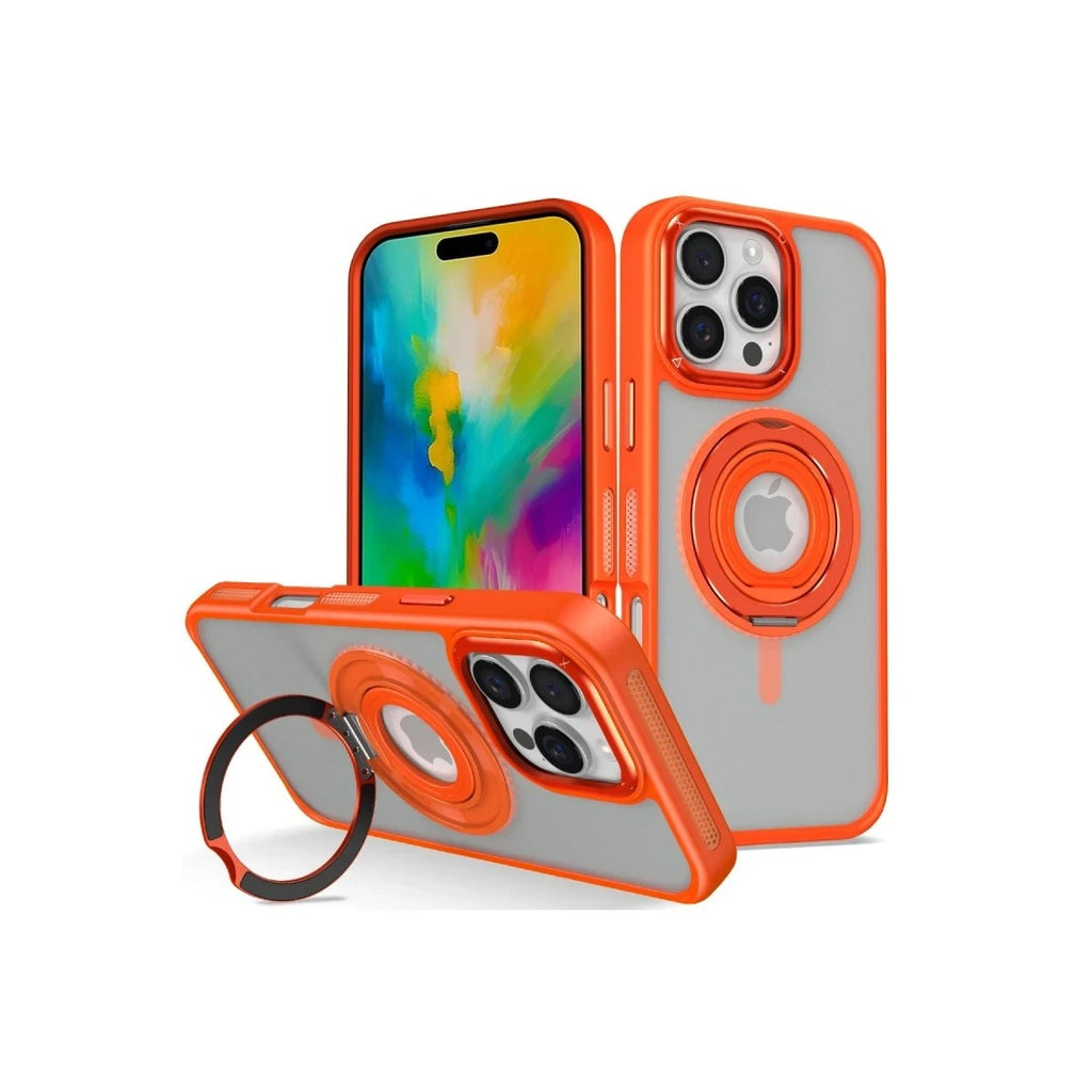 Mey İthalat® iPhone 16 Pro Max Banza Magsafe Standlı Kapak - Turuncu