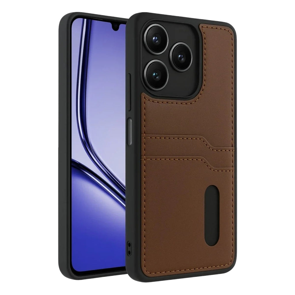 Mey İthalat® Realme Note 50 4G Kılıf Sara Kartvizitli Deri Kılıf - Taba