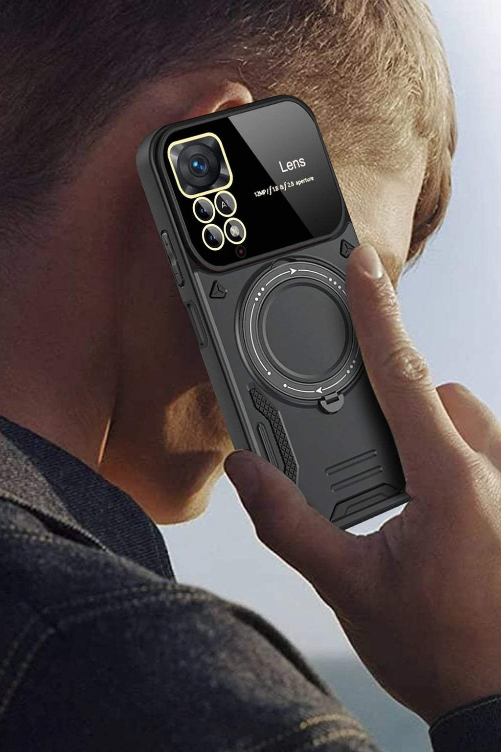 Mey İthalat® Redmi Note 12 Pro 4G Kılıf Joy Lens Standlı Kapak - Kırmızı