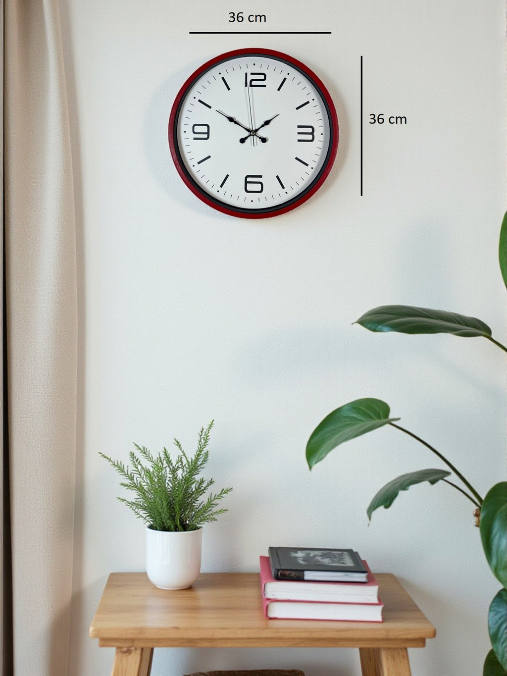 36 Cm Kırmızı Modern Dekoratif Duvar Saati