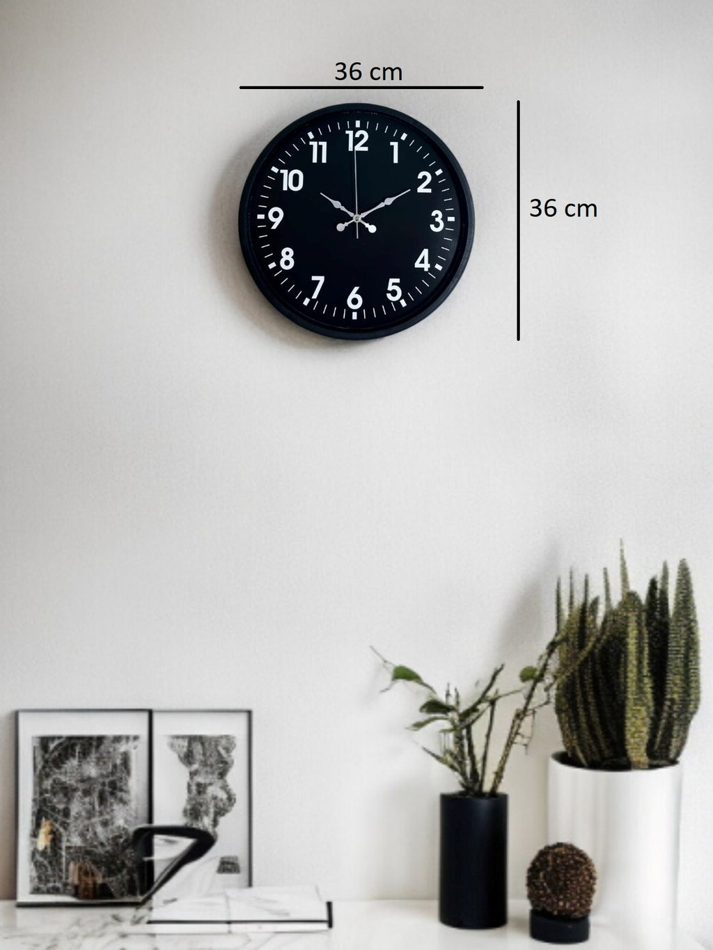 36 Cm Siyah Modern Duvar Saati