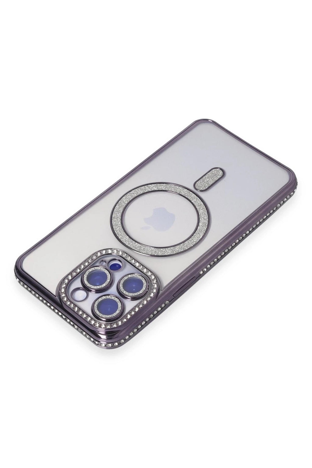 Mey İthalat® iPhone 15 Pro Kılıf Joke Simli Magneticsafe Kılıf - Derin Mor