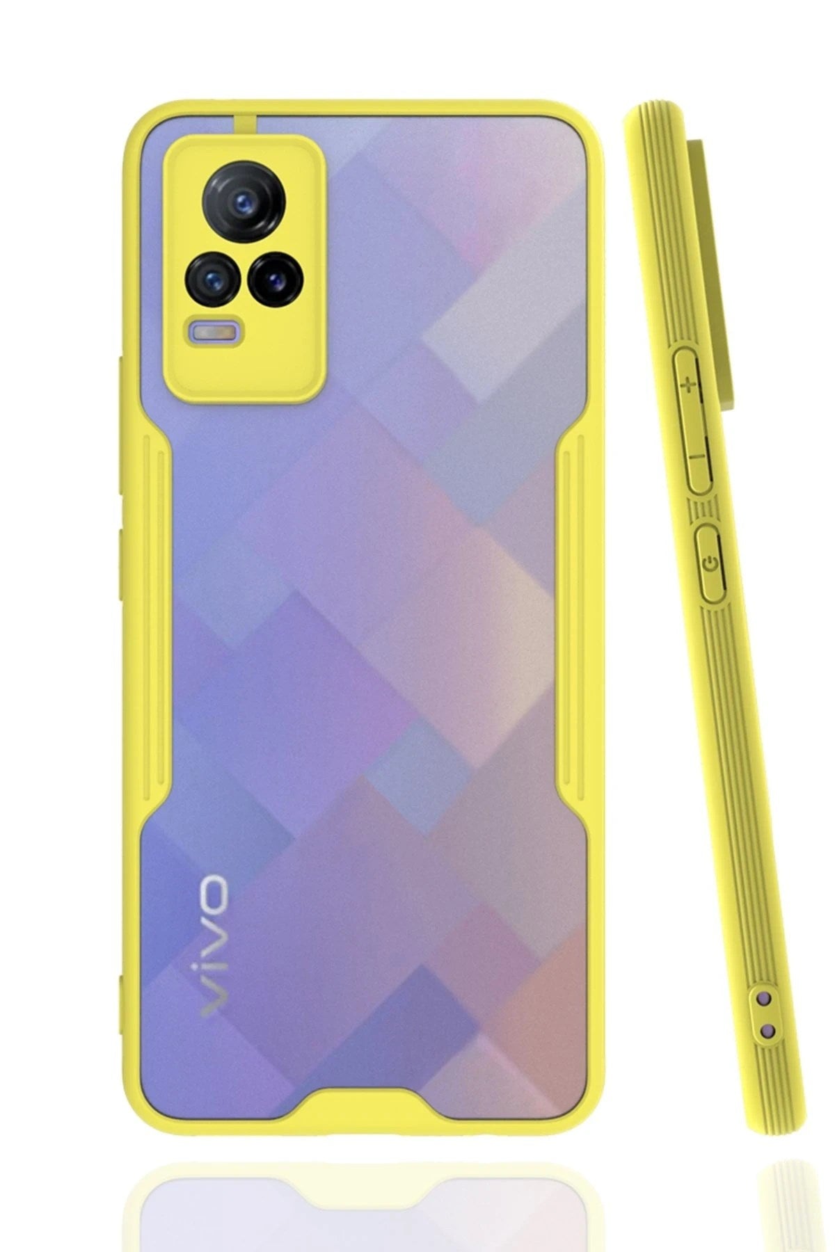Mey İthalat® Vivo V21e Kılıf Platin Silikon - Sarı