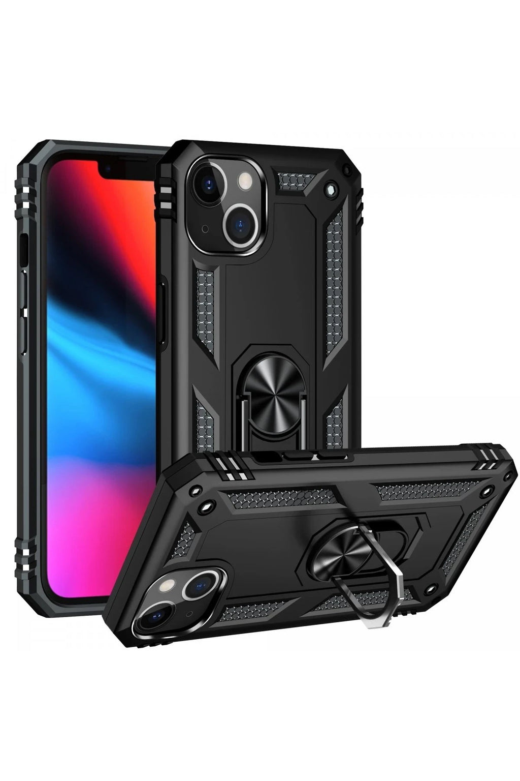 Mey İthalat® iPhone 14 Plus Kılıf Sofya Yüzüklü Silikon Kapak - Siyah