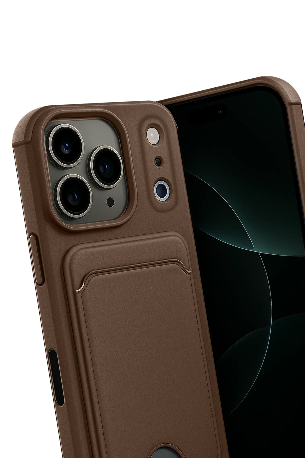 Mey İthalat® iPhone 17 Pro Kelvin Kartvizitli Silikon - Kahverengi