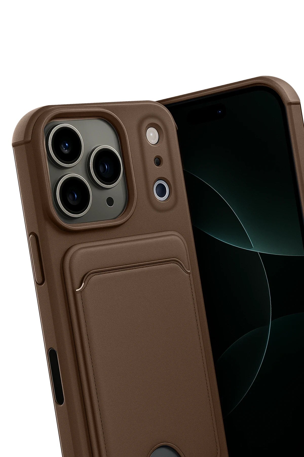 Mey İthalat® iPhone 17 Pro Kelvin Kartvizitli Silikon - Kahverengi