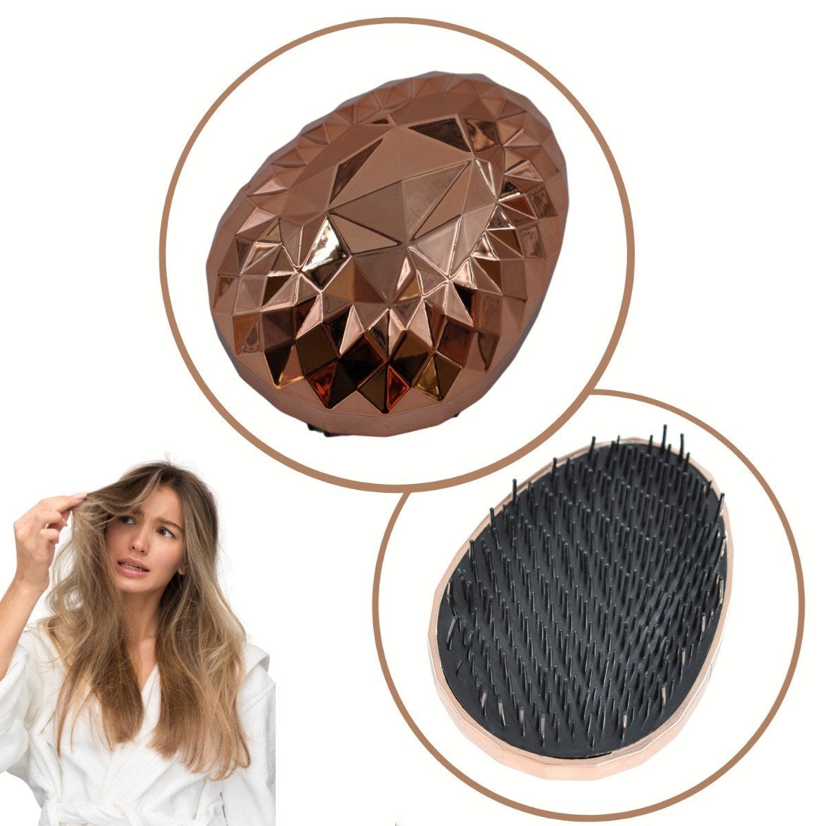Rose Gold Saç Düzleştirici Tarak Geniş AralıklıHer Saç Tipine Uygun Fırçalı Saç Düzleştiric