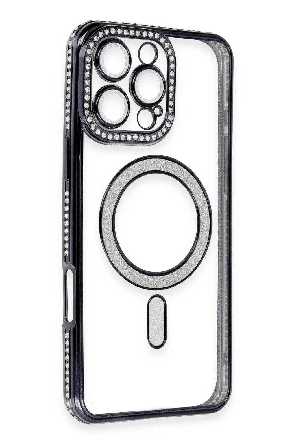 Mey İthalat® iPhone 16 Pro Kılıf Joke Simli Magneticsafe Kılıf - Siyah