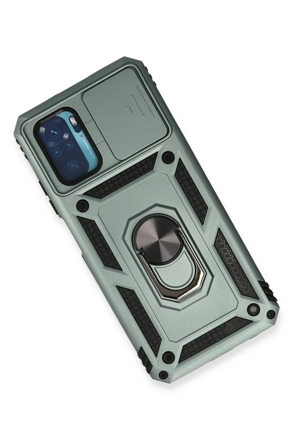 Mey İthalat® Redmi Note 10 Kılıf Pars Lens Yüzüklü Silikon - Yeşil