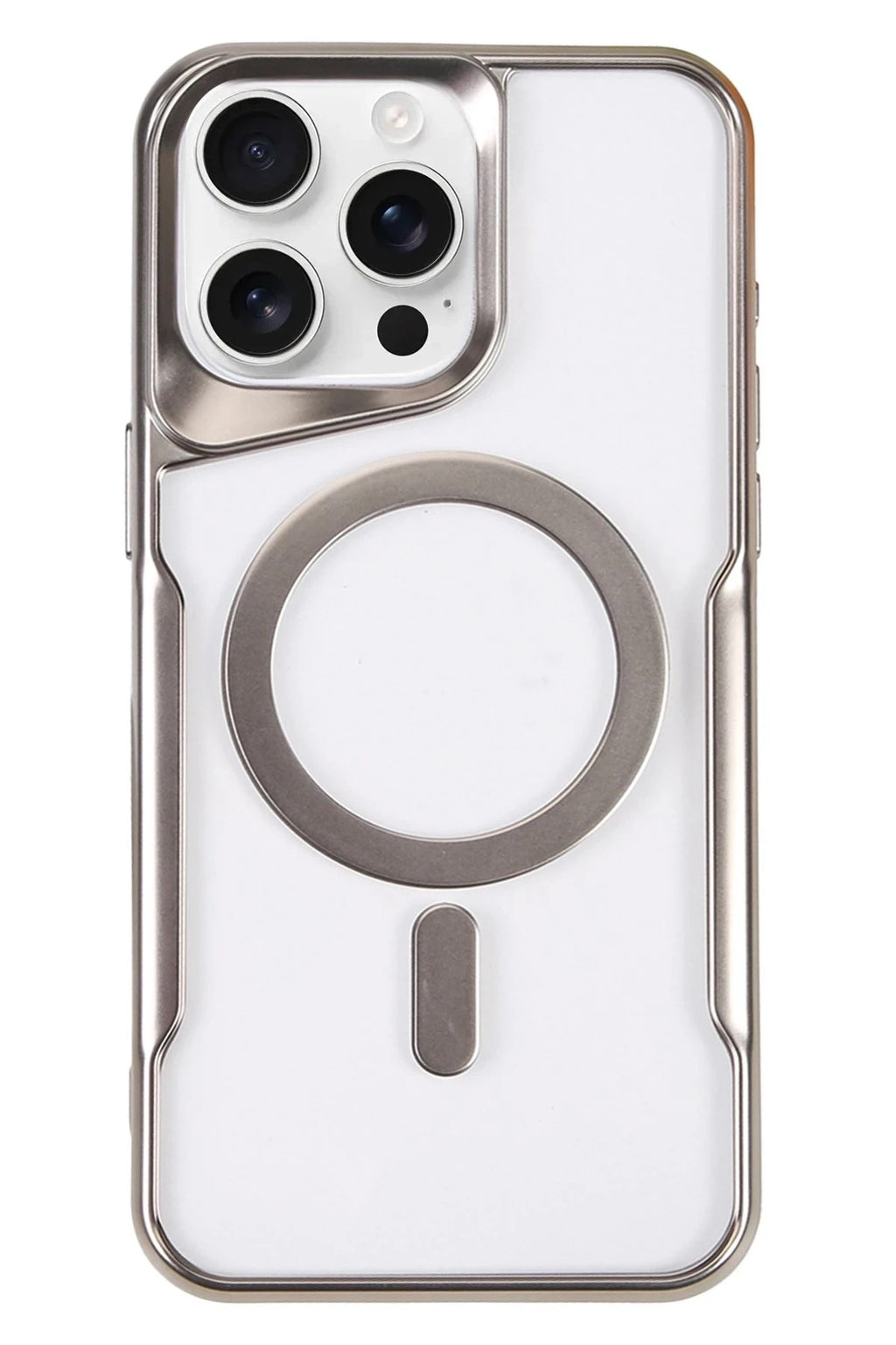 Mey İthalat® iPhone 16 Pro Kılıf Boyi Magsafe Silikon Kapak - Gümüş
