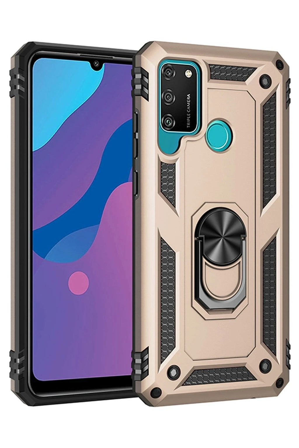 Mey İthalat® Huawei Y6P Kılıf Sofya Yüzüklü Silikon Kapak - Gold