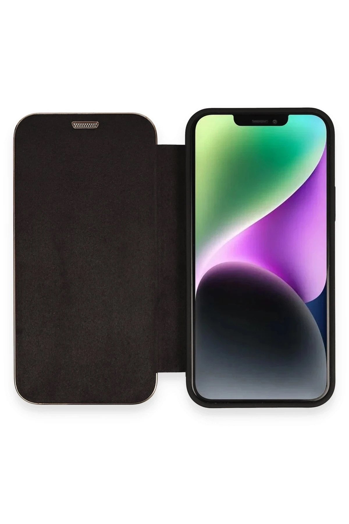 Mey İthalat® iPhone 12 Kılıf Dolpin Kapaklı - Siyah