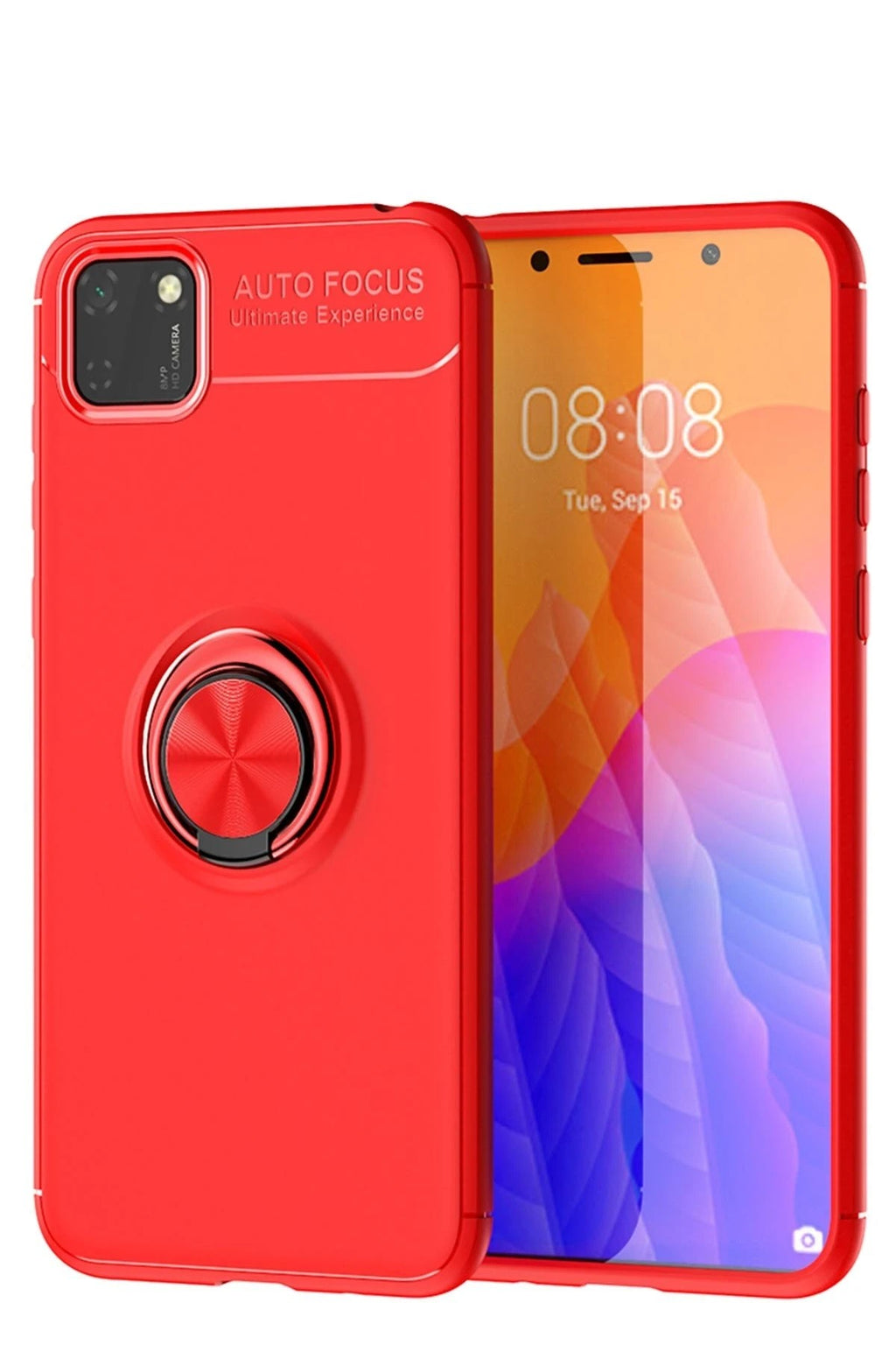 Mey İthalat® Huawei Y5P Kılıf Range Yüzüklü Silikon - Kırmızı
