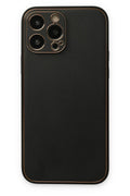 Mey İthalat® iPhone 14 Pro Kılıf Coco Deri Silikon Kapak - Siyah