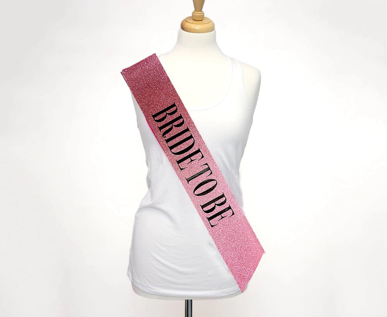 Mey İthalat® Pembe Üzeri Siyah Büyük Bride To Be Yazılı Simli Işıltılı Kuşak Kemer 10 cm Genişlik