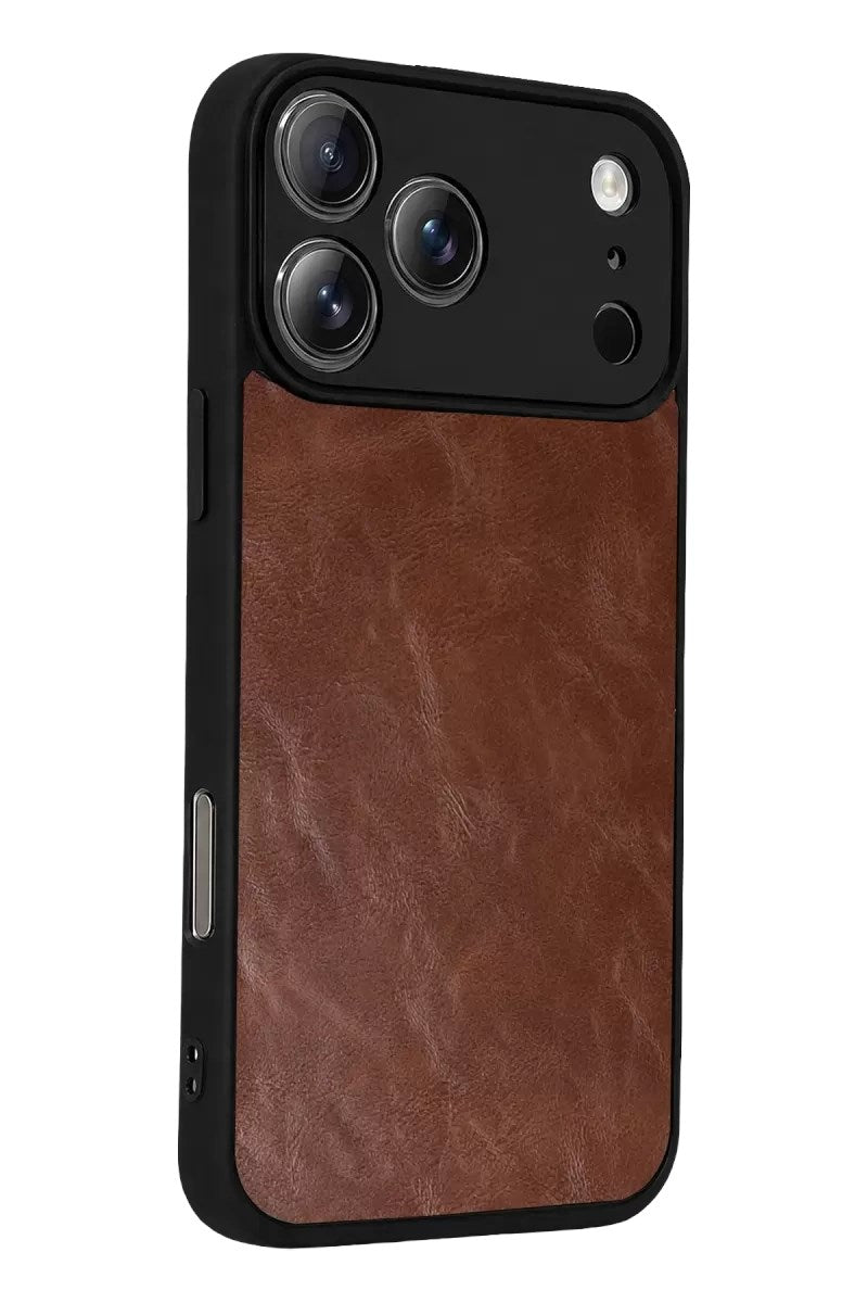 Mey İthalat® iPhone 17 Pro Aras Deri Kapak - Taba