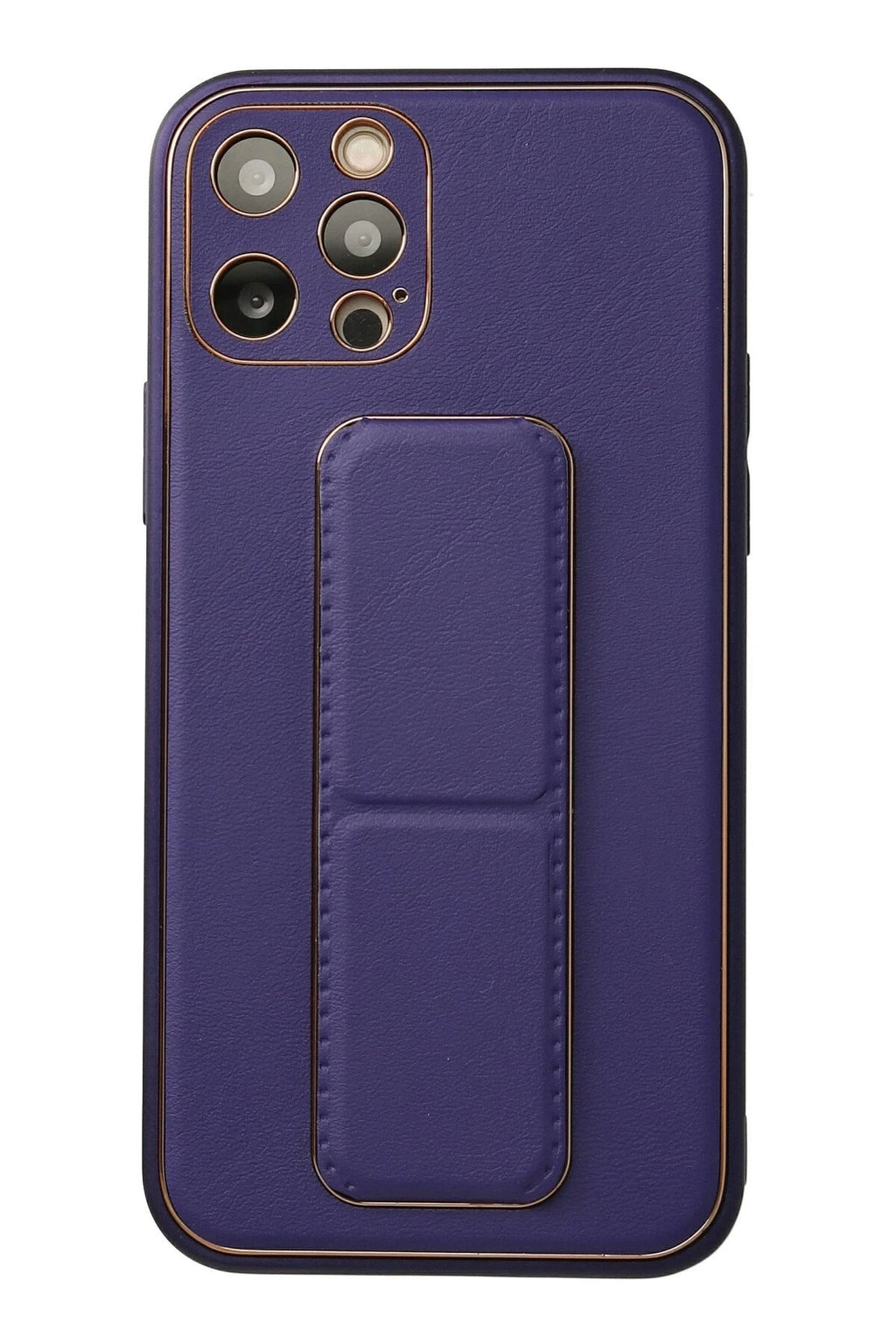 Mey İthalat® iPhone 12 Pro Kılıf Coco Deri Standlı Kapak - Mor